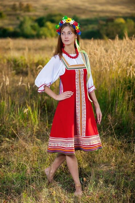 Russian Red Dress Woman Sarafan Dance Costume Russian Clothing Etsy