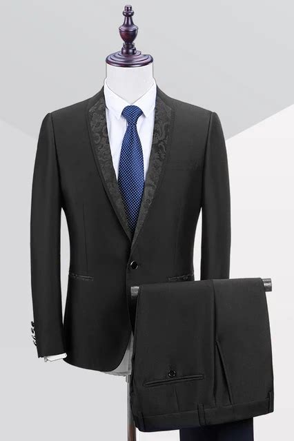 latest coat pant designs black wedding suits for man embossed shawl lapel formal custom groom 2