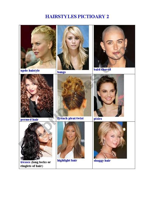 Hairstyles Vocabulary Esl Hair Cuts Nice Visuals And Simple Vocabulary Definitions The