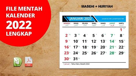 Download File Kalender 2022 Vektor Cdr Pdf Lengkap Masehi Hijriyah
