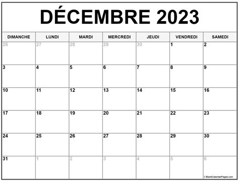 Décembre 2023 Calendrier Imprimable Calendrier Gratuit