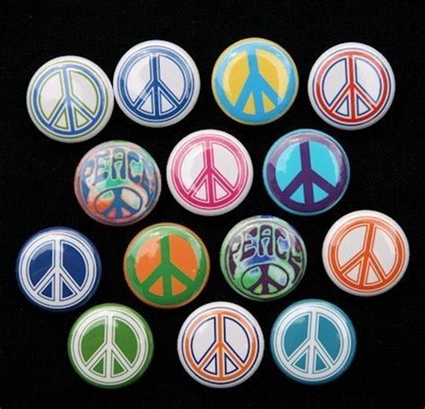 Peace Symbols Buttons Set Of 14 Pinbacks Badges 1 Inch Etsy