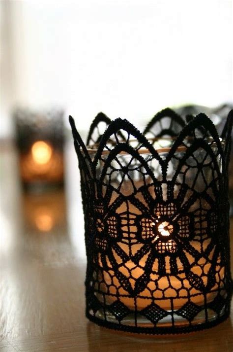 Love This For A Falll Table Setting Lace Candles Diy Lace Candle