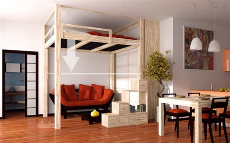 Dimensioni del divano angolare piccolo divani angolari piccoli: Soppalco Rising di Cinius: ad altezza regolabile ...