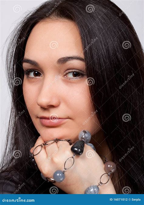 Closeup Of Attractive Brown Eyed Girl Stock Photo Image Of Hair