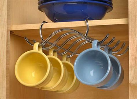 Hang mugs and tea cups on hooks. 30 Fun and Practical DIY Coffee Mugs Storage Ideas for ...