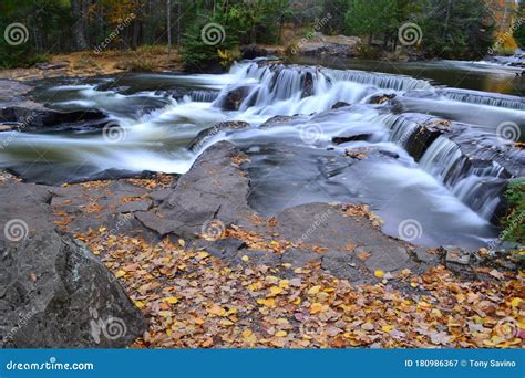 Multiple Waterfalls Above The Main Falls On Bond Falls Park Stock Image