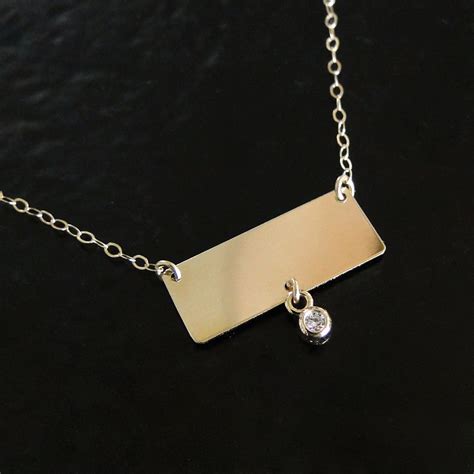 (ship from us) custom two name necklace personalized 18k gold stainless steel heart pendant nameplate necklaces for women bijoux femme gifts. 14K Gold Nameplate Necklace - Rectangle With Diamond Drop ...
