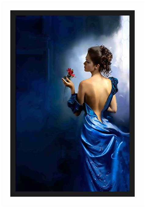 Hk Prints Hot And Beautiful Lady Painting With Frame X Inch Wood