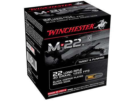 Winchester M 22 22lr Ammunition 40 Grain Black Copper Plated Lrn 500