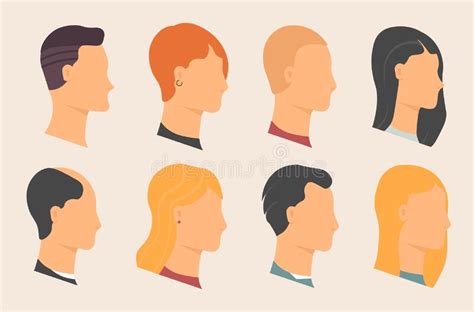 Human Face People Heads Flat Avatars Profiles Stock Illustration