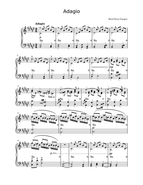 Adagio Sheet Music For Piano Solo
