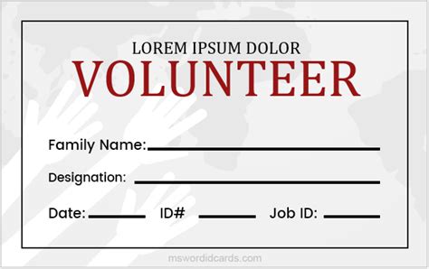 Volunteer Id Card Templates For Ms Word Edit And Print