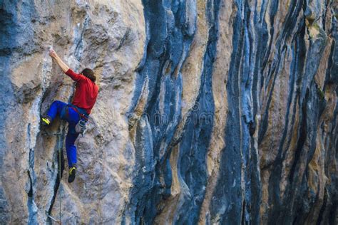 A Strong Man Climbs A Rock Rock Climbing In Turkey Stock Image Image
