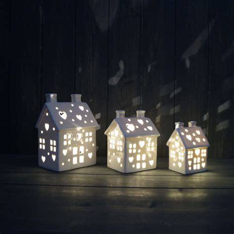 Small White Light Up Ceramic House Satchville T Company