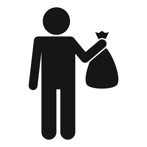 Man Take Garbage Bag Icon Simple Style 14597215 Vector Art At Vecteezy