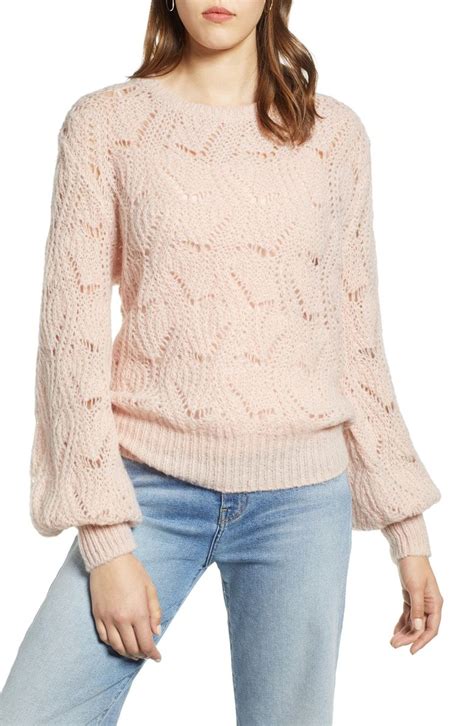 Halogen Pointelle Balloon Sleeve Sweater Nordstrom Sweater Sleeves