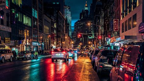New York City Streets At Night Wallpapers K HD New York City Streets At Night Backgrounds On