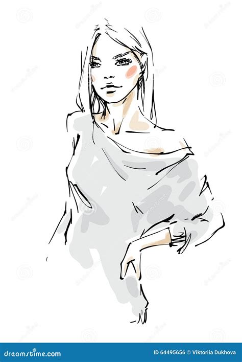 Girl In A Oversize Sweater Stock Illustration Illustration Of Face