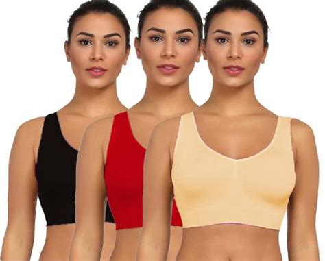 buy fims fashion is my style women multicolor solid cotton blend pack of 3 sports bra online