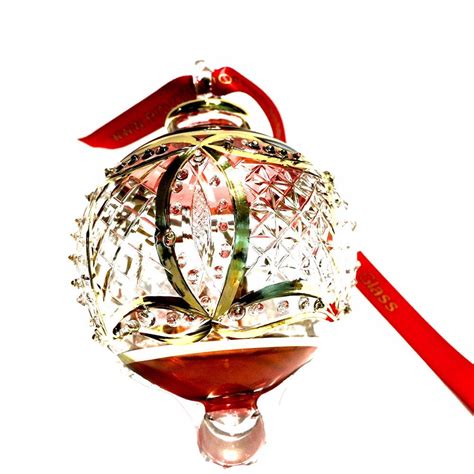Egyptian Handmade Glass Christmas Ornament Ball Accented With Gold Hand Etched U