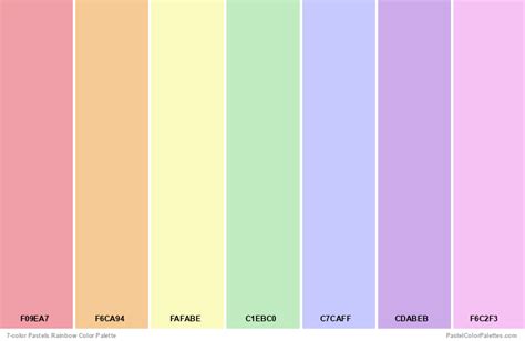 7 Color Pastels Rainbow Pastel Color Palettes