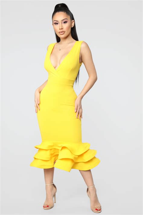 Dates With Babe Ruffle Dress Yellow Yellow Dress Mustard Dress