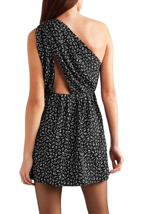 Black One Shoulder Printed Crepe Mini Dress Sale Up To 70 Off The