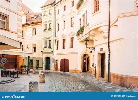 Narrow Cobblestone Street In Old Town Prague Editorial Stock Photo