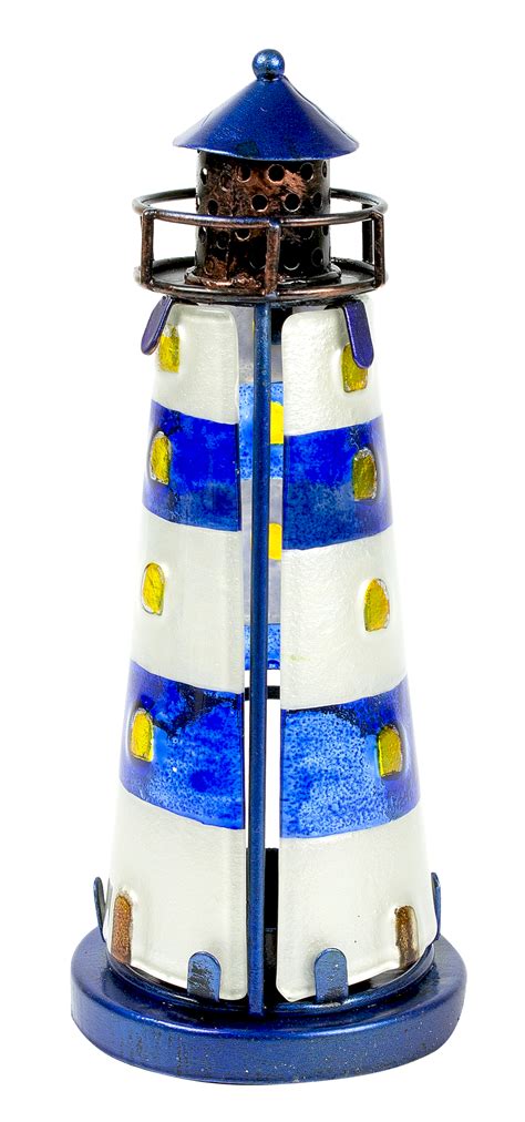Stained Glass Lighthouse Blue 18cm From Nauticalia The Marine