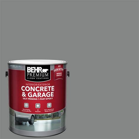 Using epoxy paint as your garage floor paint will help prevent stains and deterioration, and it will give your garage floor a tough finish for a showroom look. BEHR Premium 1 gal. Slate Gray Self-Priming 1-Part Epoxy ...