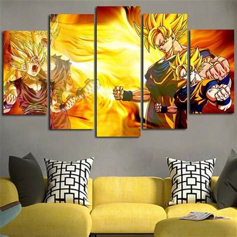 Dragon Ball Z Goku Gold Wall Art Canvas Dragon Ball Wall Art Gold