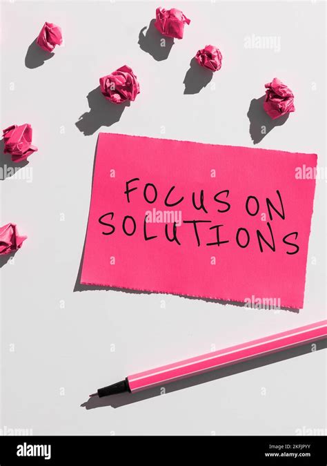 Hand Writing Sign Focus On Solutions Business Showcase Powerful