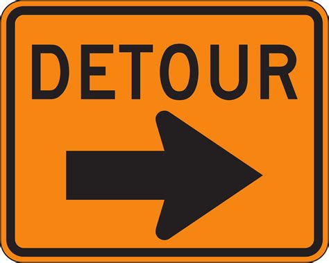 Free Vector Graphic Detour Sign Warning Right Arrow Free Image