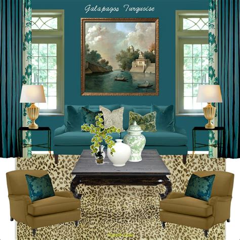 Galapagos Turquoise Living Room Saturated Teal Wall