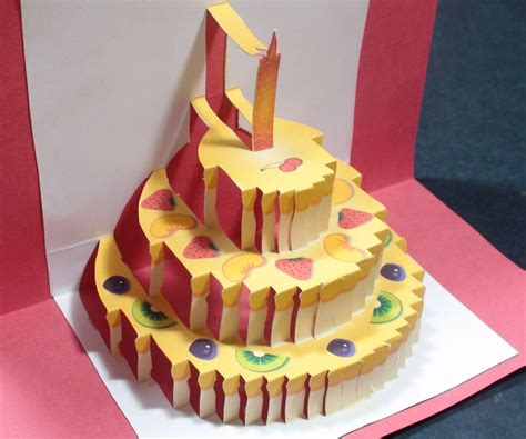 Birthday Cake Pop Up Card Happy Birthday Kirigami Free Template