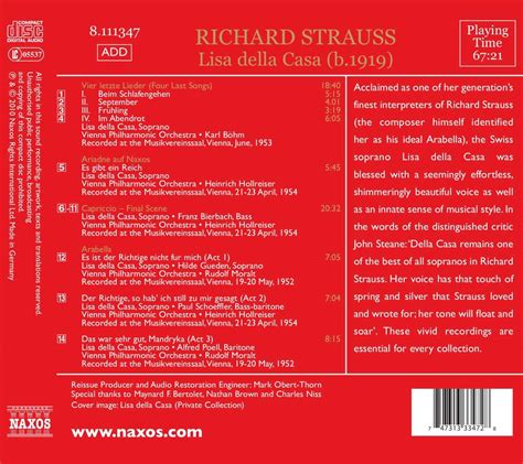 Richard Strauss Vier Letzte Lieder Cd Jpc