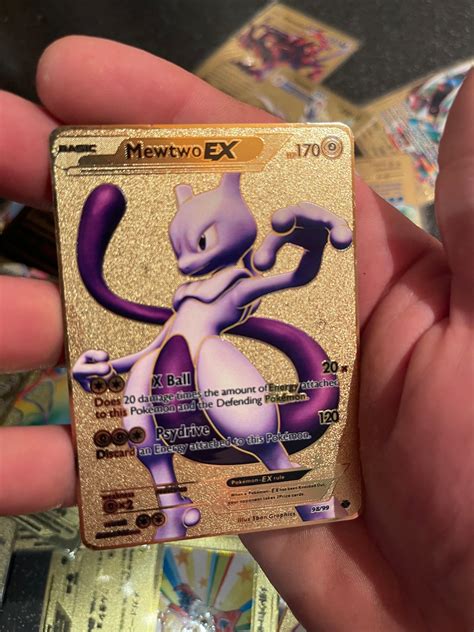 Mewtwo Ex Gold Metal Pokemon Card Dark Shadow Gx Mega Vmax Etsy