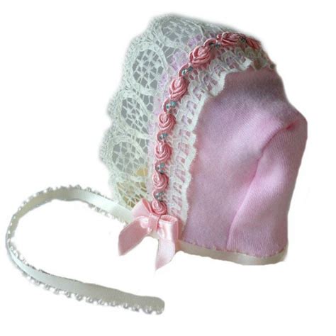 Baby Girls Pink And Ivory Lace Bonnet Jacquis Preemie Pride