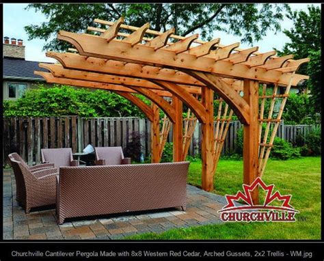 Churchville Cantilever Pergola Made With 8x8 Western Red Cedar Arched