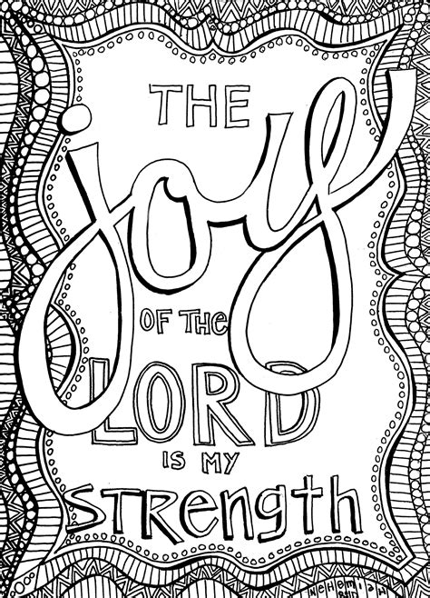 The Joy Of The Lord Sunday Doodle Christian Coloring Bible Verse
