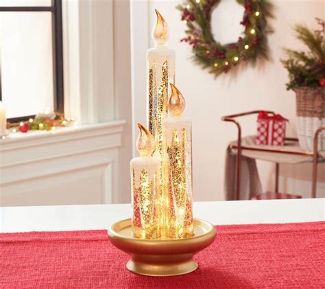 Glittered Illuminated Mercury Glass Candle Trio By Valerie