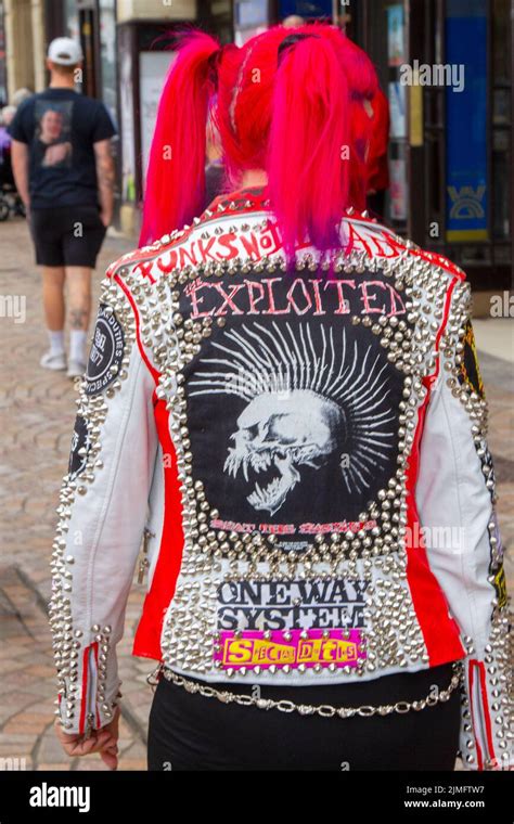 blackpool lancashire uk 6th aug 2022 the punk subculture ideologies fashion with mohican