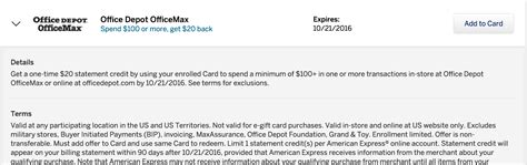 At this time, office depot offers business and personal credit cards. Amex Offers: Office Depot/Max $20 off $100 [Targeted ...
