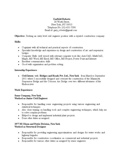 Civil Engineering Student Resume | Templates at ...