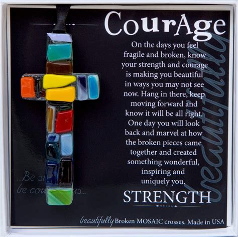 Handmade Glass Mosaic With Courage Poem Inspirational