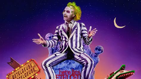 Download Iconic Michael Keaton As Beetlejuice In Classic Movie Poster Wallpaper Wallpapers Com