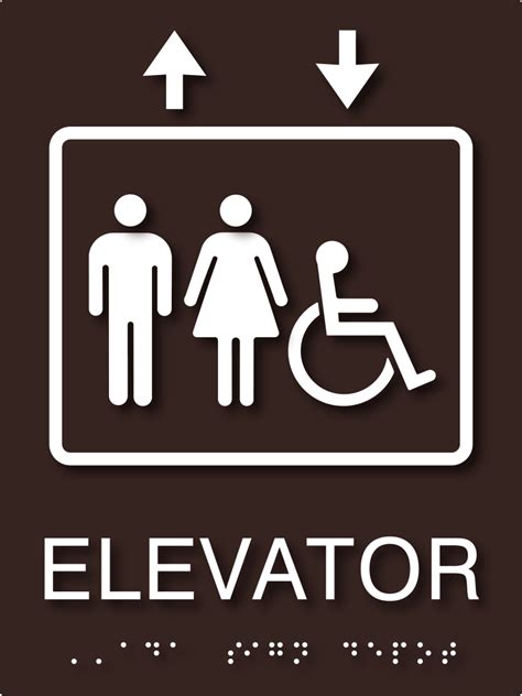 Elevator Sign With People And Wheelchair Symbols Ada Compliant Ada