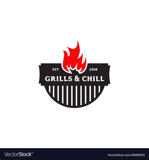 Grills Barbecue Restaurant Logo Design Template Vector Image