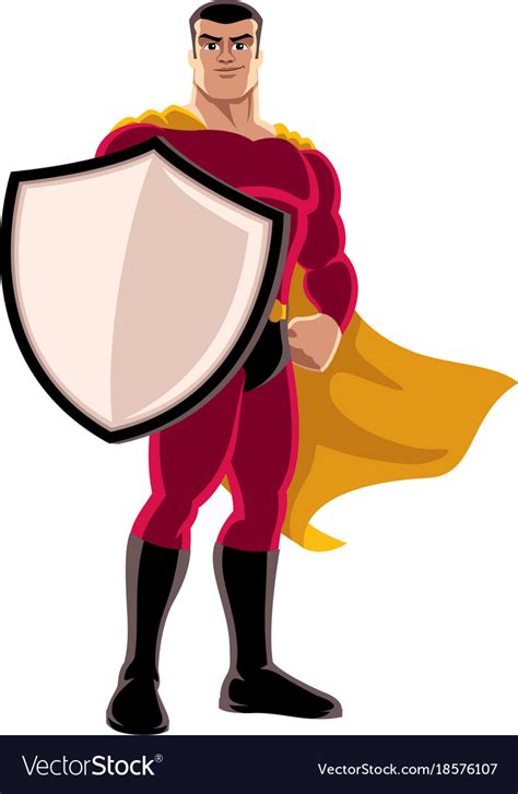 Superhero Holding Shield Royalty Free Vector Image